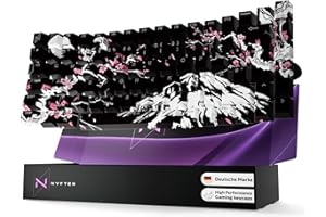 ‎NYFTER NYFTER - Premium Sakura Keycaps ISO 60% und 75% Custom Keycabs ISO Layout für Mechanische Tastaturen (Black Sakura, 75%)