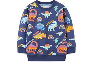 EULLA Sudadera de manga larga para niños y niños, algodón, dinosaurio, excavadora, tractor, espacio, planetas, invierno, tops 1 2 3 4 5 6 7 años 92 98 104 110 116 122