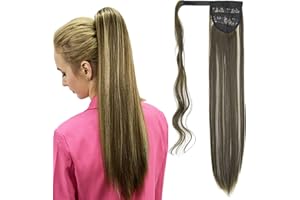 ‎CYBELLEZA Cybelleza Clip in Ponytail Extensions Pferdeschwanz Haarteil Haarverlängerung Zopf Extension günstig Ponytail 60cm 125g Gerade Glatt Haarverdichtung für Frauen(Aschblond&Schmutzige Blondine)