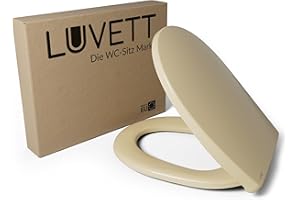 LUVETT® WC-Sitz mit Absenkautomatik C100 oval universell, Toilettendeckel mit 3 Edelstahl Montagelösungen, Klodeckel abnehmbar, Farbe:Bahama Beige