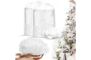 Lyfeesis Kunstschnee Dekoschnee Künstlicher Schnee, kunstschnee Deko Weihnachten, Faser Flauschig Schneewatte Fake Schnee kunstschnee Matte für Weihnachtsbaum Winter, Weihnachtsdeko (300G)