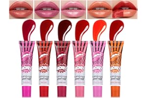 Hinourisha 6PCS peel off lip stain liner, lippentattoo zum abziehen, lippen tattoo, essence lip tint, lippenstift zum abziehen, Non-stick Cup Nude Long Lasting, Kirsche, Erdbeere, Orange