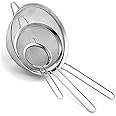 Durable Stainless Steel Sieves and Strainers - Perfect Metal Seive 8cm 12cm & 18cm Rust-Free and Dishwasher Safe Kitchen Siev
