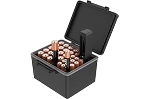 JJC Organizer na baterie AAA AA z testerem baterii, wodoodporny, twardy organizer na baterie, z odłączanym kontrolerem baterii, mieści 20 baterii AA i 14 baterii AAA