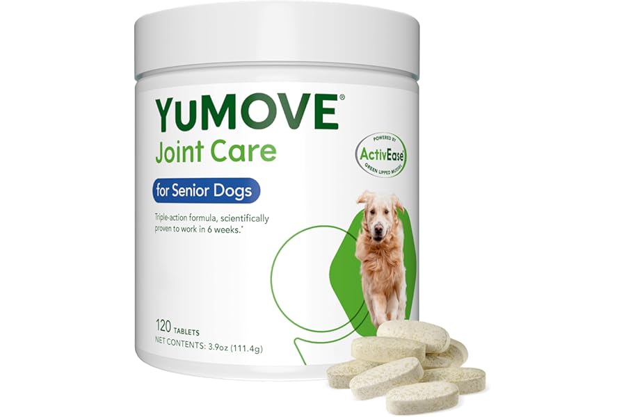 YuMOVE Senior Dog Joint Supplement, Essential Hip & Joint Support for Older Dogs with Glucosamine, Chondroitin, Green Lipped Mussel, Aged 8+, 120 Tablets, Packaging May Vary