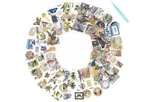 Alideco Vintage Scrapbooking Supplies Sets Transparent Celestial Planet Moon Scrapbook Stickers Journaling Aesthetic Stickers for Adults tweezer 20Sheets/165Pcs