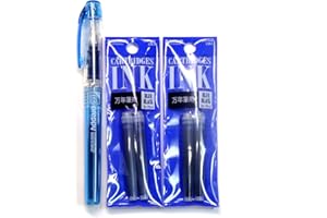 Platinum Fountain Pen, New Preppy, Fine Nib, Blue Black(PSQ-300#3) + Ink Cartridges SPN-100A#3 (Blue Black) Set (Japan Import) [Komainu-Dou Original Package]