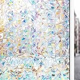 3D Rainbow Window Film Privacy Decorative Window Sticker for Glass Non-Adhesive Static Window Clings Removable Vinyl Window f