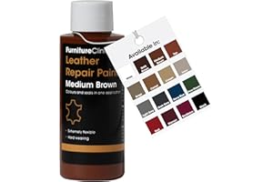 Furniture Clinic Peinture et teinture pour réparation du cuir | Colorant auto-scellant pour des réparations rapides et faciles | Convient aux canapés, sièges de voiture - Marron Moyen 50ml