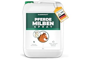‎SILBERKRAFT Silberkraft Milbenspray Pferde 2 L - Repellent zur Abwehr von Milben, Flöhen und Läusen - Für Fell, Mähne, Schweif & Stall - Gebrauchsfertig – mit Geraniol