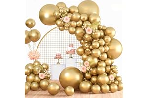LUOBITO Luftballons Gold, 120 Stück Luftballon Girlande Gold Metallic, 18 12 10 5 Zoll Ballon Girlande Goldene, Luftballons Geburtstag Hochzeit Babyparty Jahrestag Party Deko