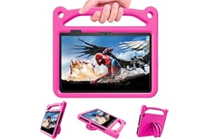 Fire 7 Tablet Case for kids 2022,(7" 12 Generation,2022 Release),DJ&RPPQ Light Weight Shockproof Kid-Proof Protective Cover with Handle Buit-in Foldable Kickstand for Amazon kindle fire 7 tablet,Rose