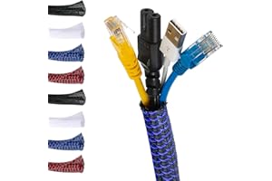 MarketConnect® Gaine Câbles Auto-Fermeture Ø 9mm, L 4m • Range et Cache les Câbles • Idéal pour Bureau et TV • NOIR-BLEU