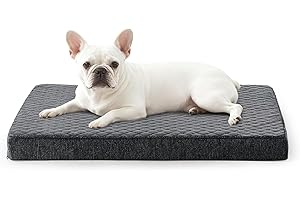 JOEJOY Small Orthopedic Dog Bed Washable, Dog Crate Bed Dog Mattress with Removable Cover and Egg Memory Foam for puppy, 59x43x7CM