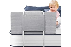 ‎SOONTRANS Soontrans Rausfallschutz Bett, Sorgt für Süße Träume für Ihren Kleinen, Rausfallschutz Boxspringbett Gepolstert Umramung & 5-Stufen Höhenverstellbar, für Kinderbett Elternbett Reise (Grau, 60 cm)