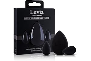 LUVIA COSMETICS Luvia Beauty zestaw gąbek do makijażu – 3 gąbki do makijażu w kolorze czarnym – super miękka gąbka do blendowania, w 2 rozmiarach, do precyzyjnego i dużej powierzchni