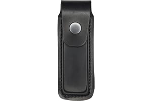 VlaMiTex Fodero per Coltello Tascabile Coltelli Pieghevole Supporto per Multitool Attrenzzi in Pelle Nero (11 x 3 x 1,5 cm - M22)
