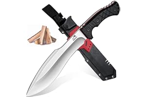 Moontay feststehendes Jagdmesser aus 8CR18Mov Stahl, große Full-Tang Machete mit Scheide, scharfes Outdoor Survival Bushcraft Messer mit rutschfestem Glasfasergriff, Geschenkidee für Männer