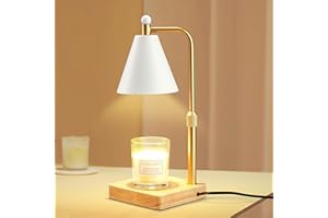 Dreamholder Candle Warmer Lamp with Timer & Dimmer, Electric Candle Wax Warmer with Adjustable Height, Wax Melt Warmer for Jar Candle, Gift for Women Mothers Day Home Decor, with 2 Bulbs, White Gold