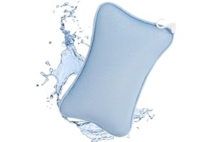 YOUNLEN Almohada de baño, Cojín de Baño, Almohada de Bañera, Cojín de Bañera con 2 Ventosas Antideslizantes, Almohada Ergonómica para Bañera de SPA,Lavable a Máquina(Azul)