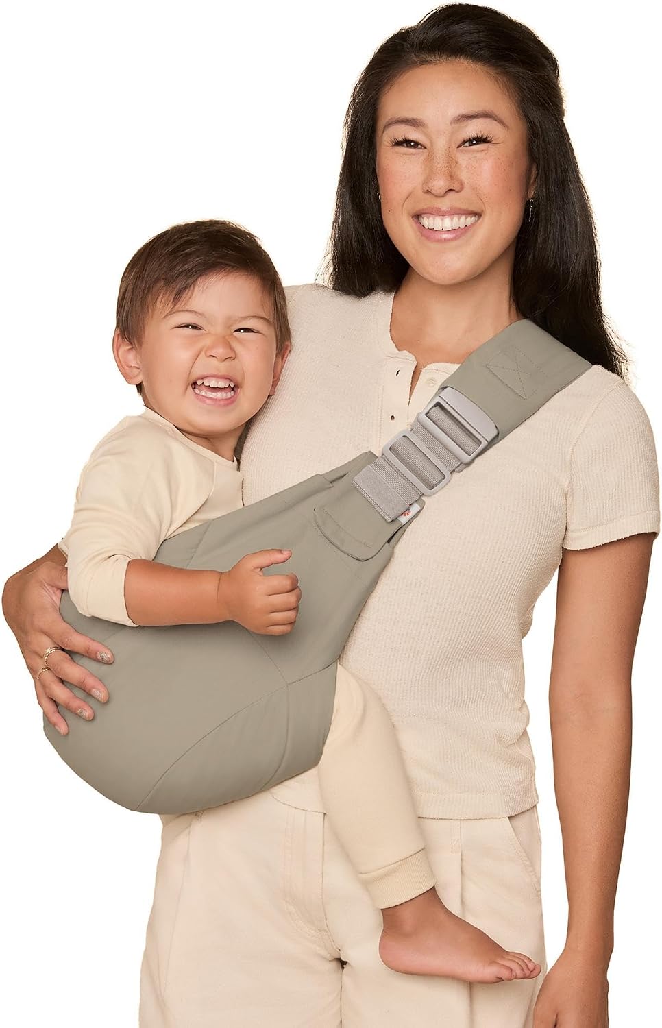 Mochila portabebés Ergobaby Upsie Sling, mochila ergonómica para bebés y niños pequeños a partir de 6 meses (7,7-20,4 kg), cambio espontáneo entre caminar y ser llevado en brazos, Soft Olive