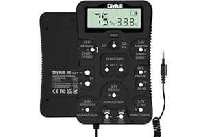 Dlyfull Universal Battery Tester with LCD Display Battery Checker Voltage/Power for AA AAA C D 9V 1.2V Alk & Rechargeable CR2032 CR123A CR2 CRV3 6V 12V 3.2V 3.7V 18650 1.5V/3V Button Cell Batteries