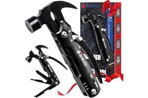 BIBURY Mini Hammer Multitool, Gifts for Men, Unique Valentine's Day Gifts Father's Day Birthday Gift Ideas, Outdoor Accessories Camping Tools for Hiking, DIY Activities, Home Improvement Black