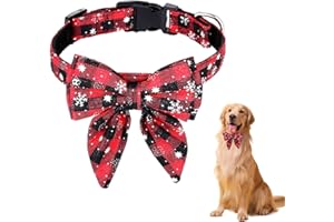 Hundehalsband Weihnachten, 1 Stück Weihnachtshalsband Hund, Fliege Hund Weihnachten,Niedliches Karomuster, Hunde Weihnachtskostüm, Haustier Halsband für Klein Mittlere Groß Hunde Katzen Welpen(L)