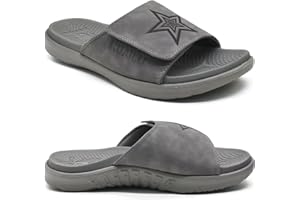 KuaiLu Mens Slides Soft Cushion Sport Sandals with Plantar Fasciitis Arch Support Orthotic Adjustable Open Toe Summer Slippers Slip on Indoor Outdoor