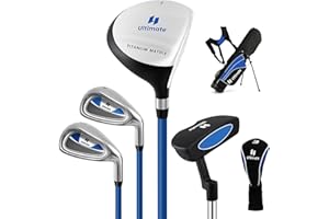 COSTWAY Set de Palos de Golf para Niños 8-10/11-13 Años, Incluye Madera Fairway 3, Hierros 7 y 9, Putter, Cubrepalo, Bolsa de Golf, Niños y Niñas