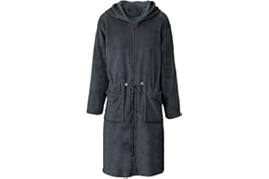 CelinaTex XS-XL Bademantel Kapuze Uni kurz oder lang aufgesetzte Taschen Zwei Wege Reißverschluss Damen Kuschelflanell Oeko-TEX