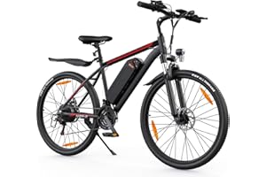 AOIHO Electric Bike, 24"/26" Electric Mountain Bike with 36V/48V Removable Battery, 250W Powerful Motor, E-Bike with 5 Modes, 1/21 Speed Gear, Aluminum Alloy Frame, Electric Bikes for Adults