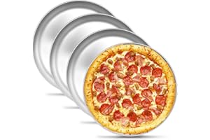 Onader Pizzablech 4er Set, 26cm Edelstahl Pizzaform, Rund Pizza Backblech für Backen, Servieren, Gesund & Spülmaschinenfest, Ungiftig & Einfach zu Reinigen