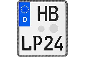 L & P CAR DESIGN Kennzeichenhalter Motorrad 180x200 Carbon Optik Nummernschildhalterung Motorrad 180 x 200 Kennzeichenhalterung Kennzeichenverstärker Motorrad-kennzeichenhalter Kennzeichen Halter + Befestigungsschr.