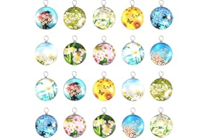 WENRITY 10Pieces Double-sided 3d Picture Little Daisy Flower Charm Glass Bead Lacework Transparent Resin Beads Necklace Pendants for DIY Spring Theme Jewelry Bracelet Anklet Making