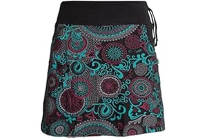 Vishes - Alternative Bekleidung - Kurzer Damen Baumwoll-Rock Bunt mit Mandalas und Blumen bedruckt