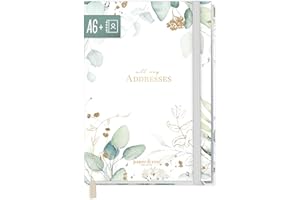 HÄFFT paper&you® - Rubrica per indirizzi, formato A6+, con registro A-Z e 120 g/m², carta premium "foglia d'oro", libro per contatti, compleanni e password, sostenibile e rispettoso dell'ambiente