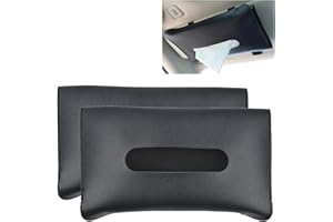 TAOBOSEC Kleenex Box Lot de 2 boîtes à mouchoirs en cuir synthétique pour voiture Accessoire intérieur Noir