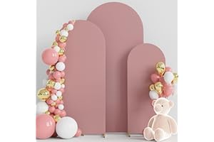 Wokceer Wedding Arch Cover Set of 3 Spandex Fitted Wedding Arch Stand Covers for Round Top Chiara Arch Backdrop Stands Cover for Birthday Party Ceremony Banquet Decor 4ft,5ft,6ft Light Dusty Rose