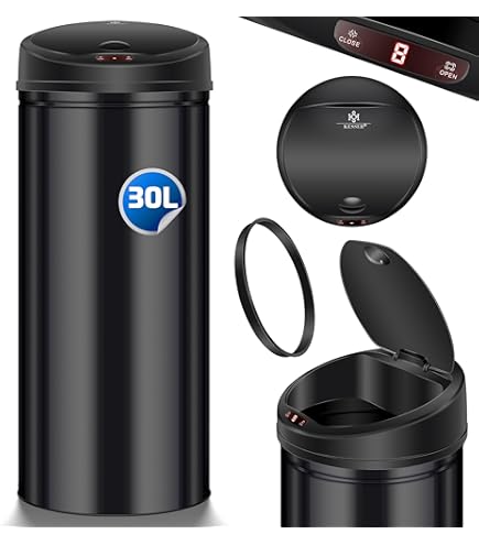 Tapa Automática Para Cubo De Basura SOHO – Tapa Redonda Negra, 31x31x13 Cm – Compatible Con Modelos BAT De SOHO