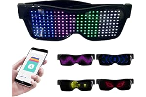 YIWENG Occhiali LED personalizzabili Occhiali BT LED Occhiali colorati luminosi luminosi Messaggi fai-da-te 31 animazioni 11 immagini Modalità musica Giocattoli luminosi per Halloween Party Rave Music
