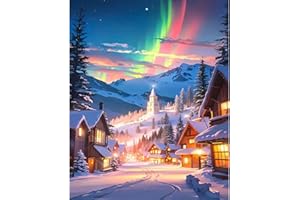 Viart Christmas Paint by Numbers for Adults - Christmas Landscape Painting by Numbers for Adults, Winter Landscape Paint by Number Kits for Home Wall Decor 16x20inch