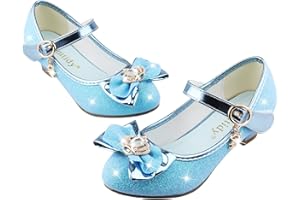 Amtidy Girls Heels Princess Up Shoes Mary Jane Wedding Party Shoes Birthday Dress Heels Shoes for Wedding Dancing Party Blue