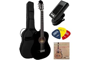 MSA MUSIKINSTRUMENTE 4/4 guitare classique noir avec accessoire, set sac, cordes, plectre, accordeur