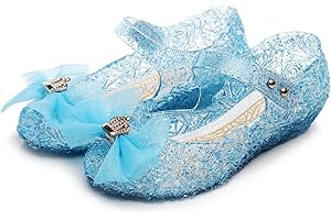 Emin Fille Chaussures de Princesse Reine des Neiges Elsa Talons Hauts Enfants Chaussures Cristal Ballerines Chaussures Sandales Déguisement Fête Halloween Noël Anniversaire Carnaval Accessoires
