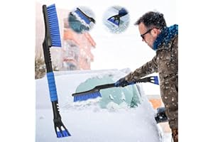 TTCOTOKE Eiskratzer Auto mit Besen, 2023 Auto Eiskratzer, 2 in 1 Abnehmbarer Eiskratzer mit Schaumstoffgriff, Ergonomischer Komfortablem Abnehmbarer Eisschabe für PKW, LKW und SUVs Windschutzscheibe