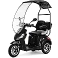 VELECO Draco - 3-Wheel Mobility Device - roof with Windshield - Magnetic Brake - Fully Assembled and Ready to Drive - Storage Space (Black)
