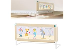 Journeyside Sponde Letto Bambini, Sponda per Letto di Sicurezza per Bambini, Sponda per Letto Bambini Portatile con Sollevamento Verticale, Altezza Regolabile, Doppia Chiusura di Sicurezza