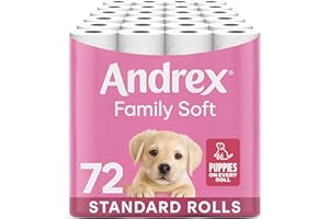 Andrex Family Soft Toilet Tissue 72 Rolls (Previously Andrex Gentle Clean) Gentle on your Family’s skin– Bulk Pack of 72 Toilet Rolls, FSC Certified