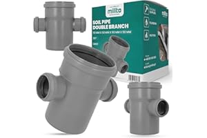 Millto™ Abflussrohr Doppelabzweig 110x50x110x50 90º Grau Abfallsystem Muffe Abwasserrohr Kanalisationsanschluss Verbindungsstück für Abwasserkanalisation Polypropylen